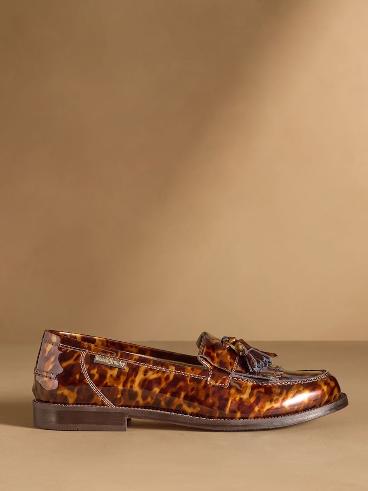 Russell & Bromley Tortoiseshell Brown Chester Tassel Loafers - Image 2 of 7 Russell & Bromley Tortoiseshell Brown Chester Tassel Loafers - Image 2 of 7