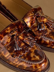 Russell & Bromley Tortoiseshell Brown Chester Tassel Loafers - Image 4 of 7