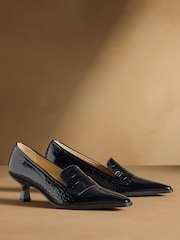 Russell & Bromley Black Totter Kitten Heel Loafers - Image 1 of 7