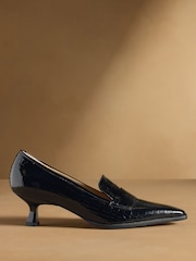 Russell & Bromley Black Totter Kitten Heel Loafers - Image 2 of 7