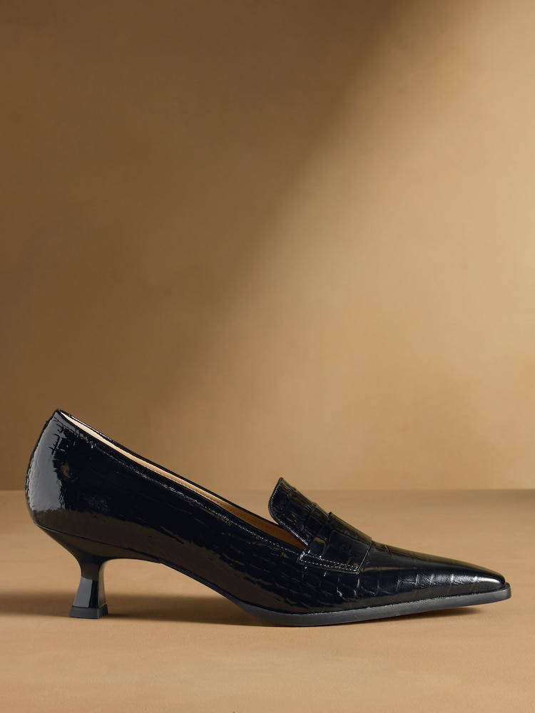 Russell & Bromley Black Totter Kitten Heel Loafers - Image 2 of 7