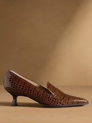 Russell & Bromley Brown Totter Kitten Heel Loafers - Image 2 of 7
