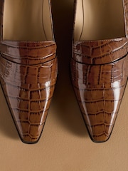 Russell & Bromley Brown Totter Kitten Heel Loafers - Image 7 of 7