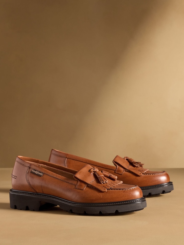 Russell & Bromley Brown Dorchester Tassel Loafers - Image 1 of 7