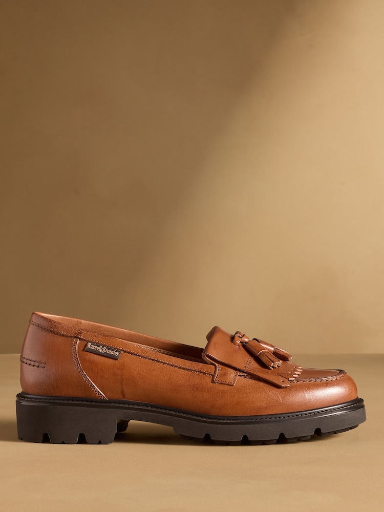 Russell & Bromley Brown Dorchester Tassel Loafers - Image 2 of 7