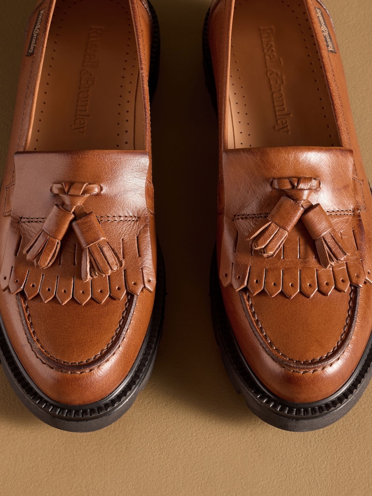 Russell & Bromley Brown Dorchester Tassel Loafers - Image 7 of 7
