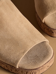 Russell & Bromley Tan Brown Brook Cork Platform Mules - Image 4 of 7