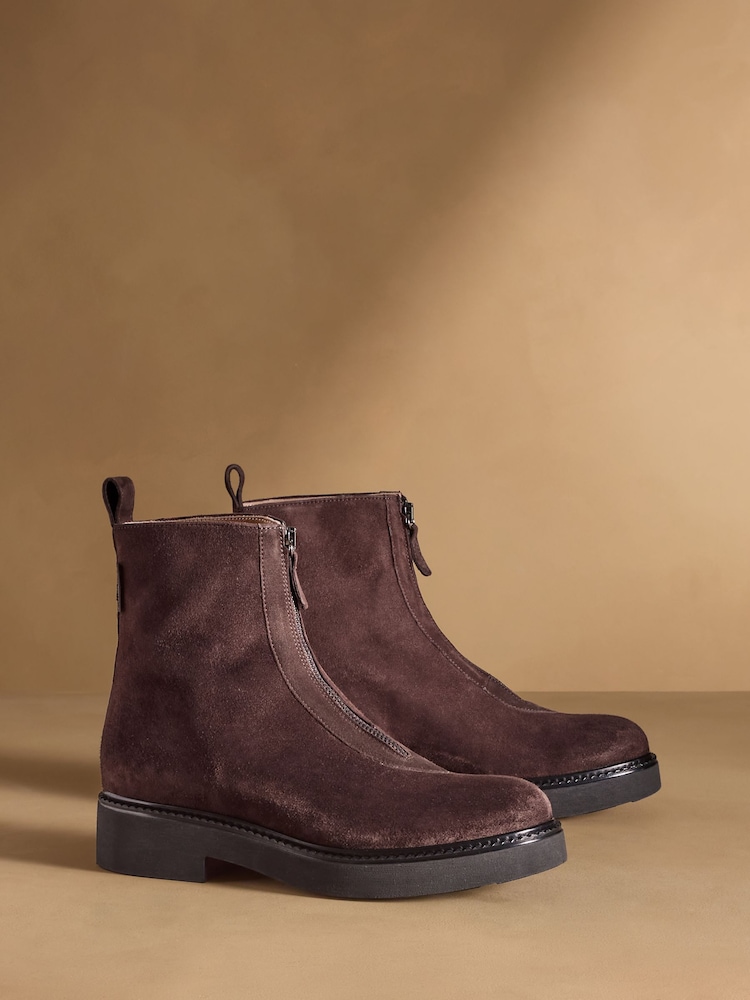 Russell & Bromley Brown Thames Zip Front Ankle Boots - Image 1 of 7 Russell & Bromley Brown Thames Zip Front Ankle Boots - Image 1 of 7