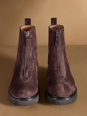 Russell & Bromley Brown Thames Zip Front Ankle Boots - Image 3 of 7