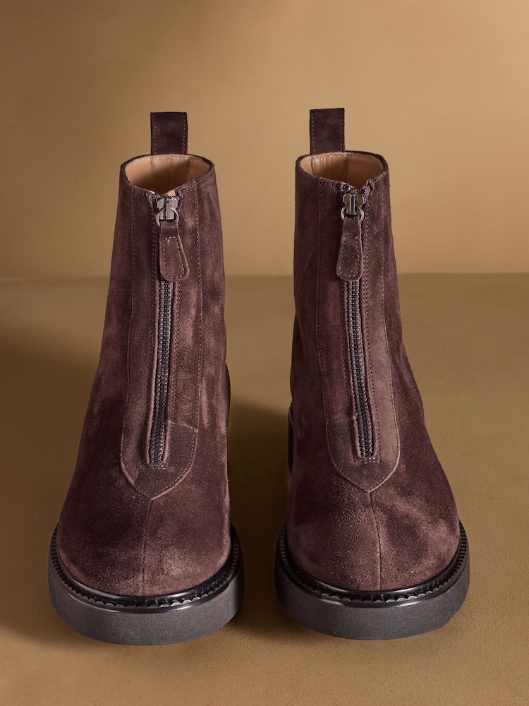 Buy Russell & Bromley Brown Thames Zip Front Ankle Boots  display picture 2