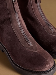 Russell & Bromley Brown Thames Zip Front Ankle Boots - Image 4 of 7