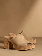 Russell & Bromley Brown Brook Cork Platform Mules - Image 1 of 7