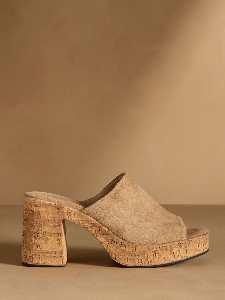 Russell & Bromley Brown Brook Cork Platform Mules - Image 2 of 7