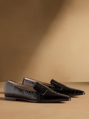Russell & Bromley Black Totter Flat Snipped Toe Loafers - Image 1 of 7