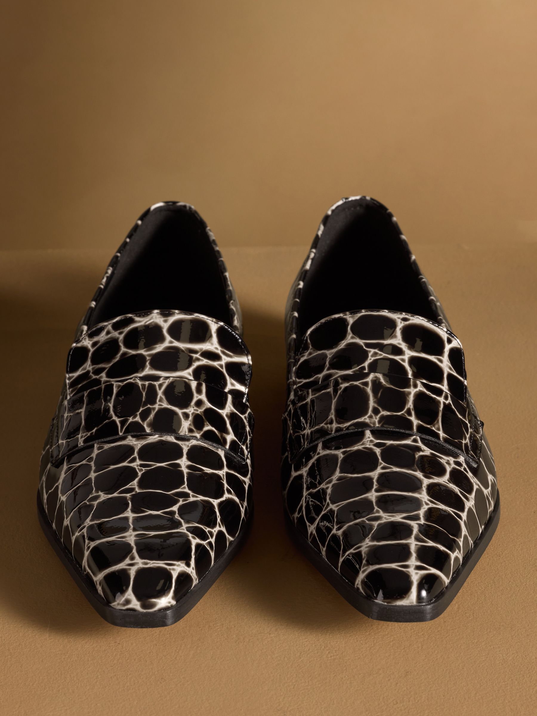 Buy Russell & Bromley Monochrome Totter Flat Snipped Toe Loafers