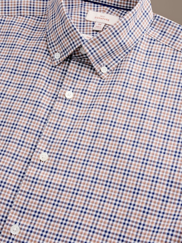 Azul - Camisa Signature de cuadros de algodón 100% - Imagen 8 de 8