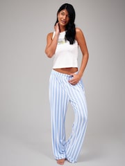 Loungeable Lemon Ribbed Vest and Stripe Trousers Pyjama Set - Bild 1 von 5