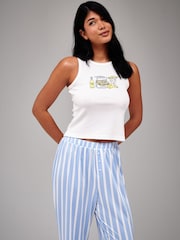 Loungeable Lemon Ribbed Vest and Stripe Trousers Pyjama Set - Bild 3 von 5