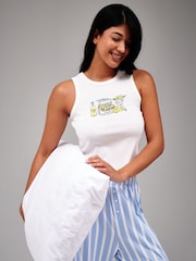 Loungeable Lemon Ribbed Vest and Stripe Trousers Pyjama Set - Bild 4 von 5