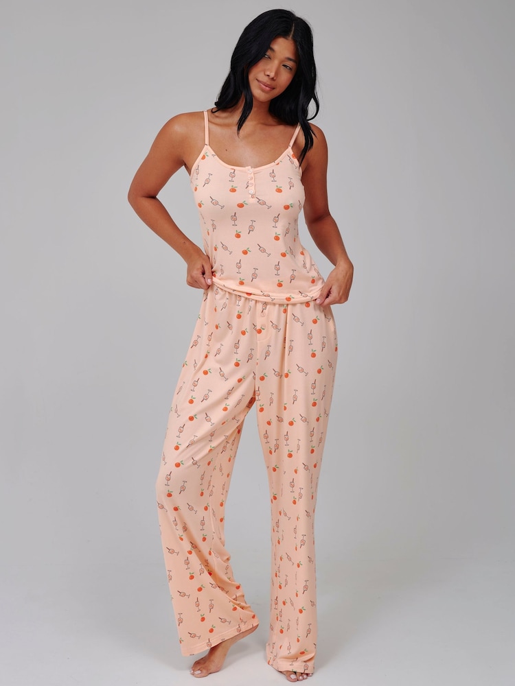 Loungeable Cocktail Button Cami And Trousers Pyjama Set - Bild 1 von 6