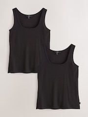 কালো - Thermal Base Layer Vest Tops 2 Pack - 8এর মধ্যে 1 ছবি