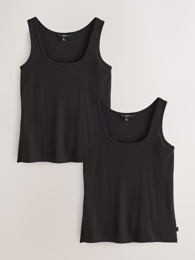 কালো - Thermal Base Layer Vest Tops 2 Pack - 8এর মধ্যে 1 ছবি