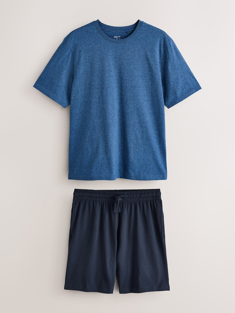 Blue Textured Stripe Short Sleeve Pyjamas Set - Image 1 of 5 Blue Textured Stripe Short Sleeve Pyjamas Set - Image 1 of 5