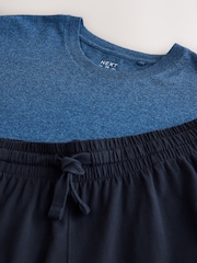 Blue Textured Stripe Short Sleeve Pyjamas Set - Image 5 of 5