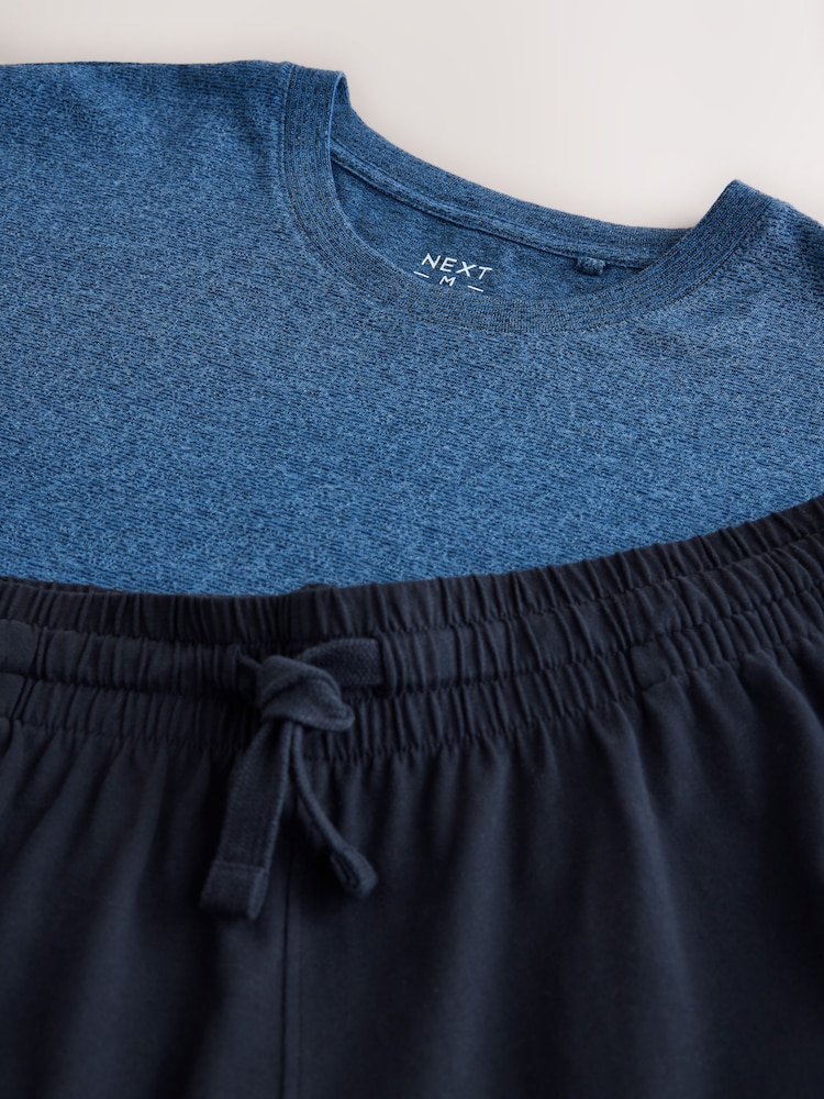 Blue Textured Stripe Short Sleeve Pyjamas Set - Image 5 of 5 Blue Textured Stripe Short Sleeve Pyjamas Set - Image 5 of 5