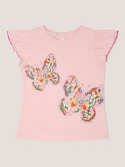 Monsoon Pink Butterfly Embroidered T-Shirt - Image 1 of 3