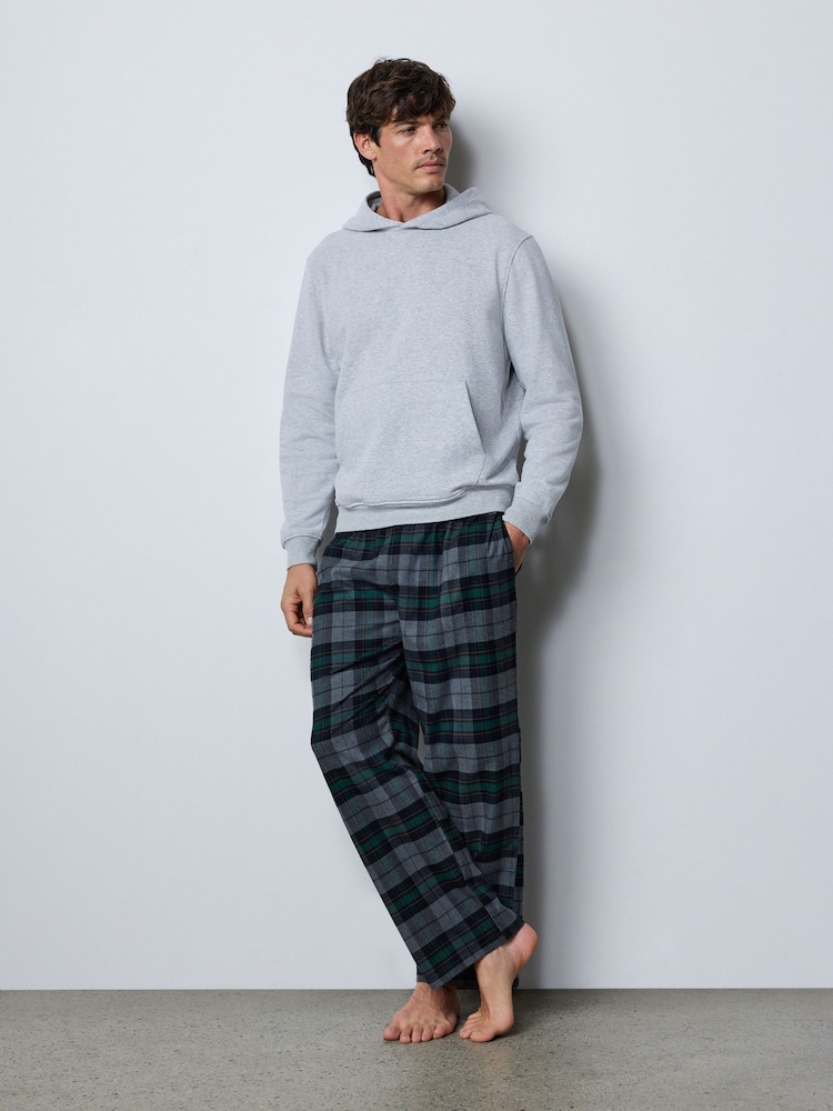 Grey Hoodie with Woven Pyjama Bottoms Set - Image 1 of 8