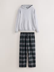 Szary - Hoodie with Woven Pyjama Bottoms - Obraz 9 z 13