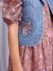 Monsoon Blue My Little Pony Chambray Quilted Waistcoat - Image 2 of 5