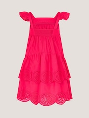 Monsoon Pink Broderie Tiered Cotton Dress - Image 2 of 3