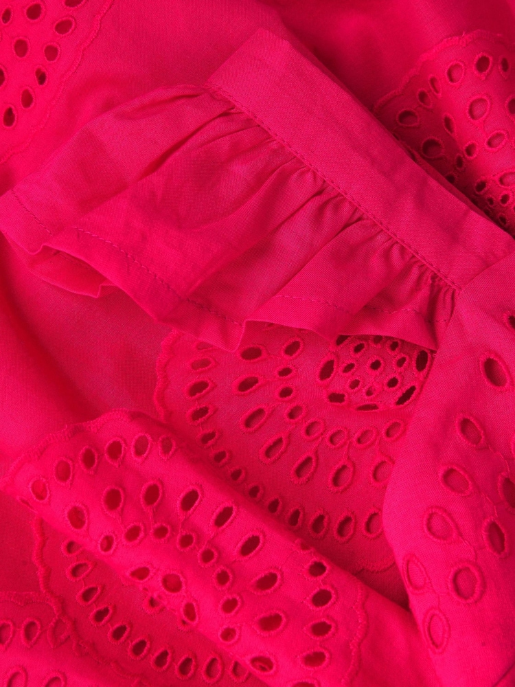 Monsoon Pink Broderie Tiered Cotton Dress - Image 4 of 4
