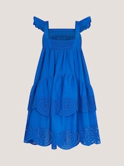 Monsoon Blue Broderie Tiered Cotton Dress - Image 2 of 3