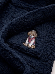 Navy Blue Embroidered Borg Dressing Gown - Image 7 of 8