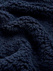 Navy Blue Embroidered Borg Dressing Gown - Image 8 of 8