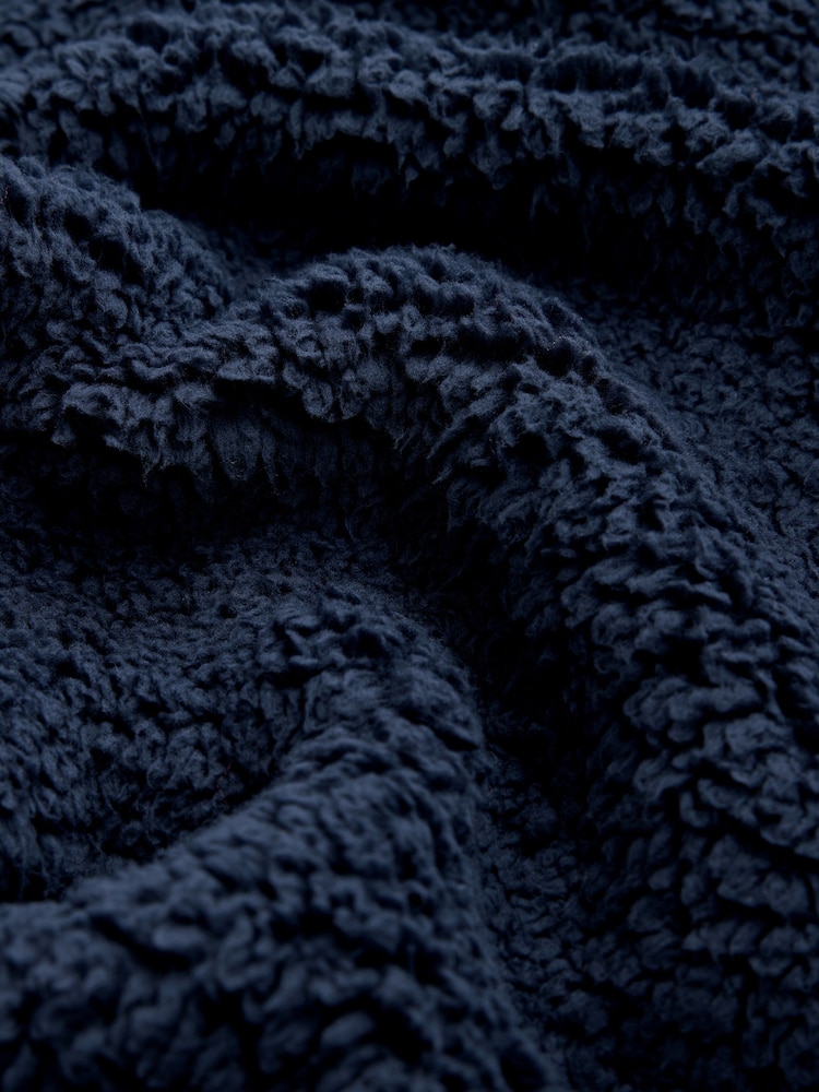 Navy Blue Embroidered Borg Dressing Gown - Image 8 of 8