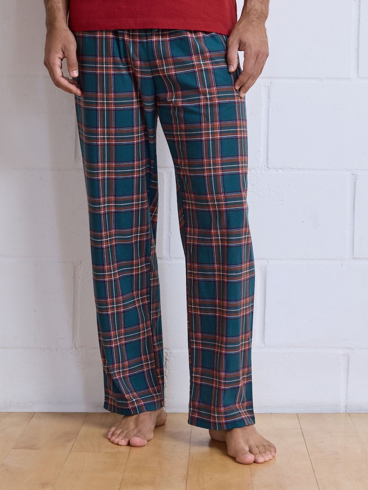 Red/Green Short Sleeve Cosy Check Jersey Pyjamas Set - Image 2 of 6 Red/Green Short Sleeve Cosy Check Jersey Pyjamas Set - Image 2 of 6