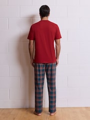 Red/Green Short Sleeve Cosy Check Jersey Pyjamas Set - Image 4 of 6