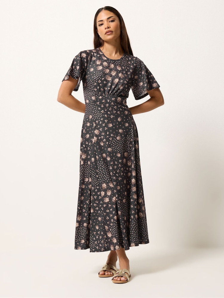 Коричневый - PixieGirl Petite Patchwork Midaxi Dress - Изображение 1 5