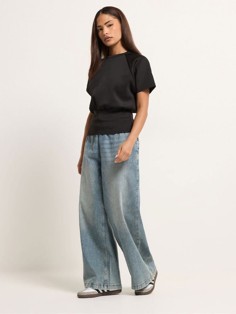 PixieGirl Petite Black Scuba Raglan Top - Image 2 of 5