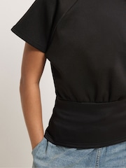 PixieGirl Petite Black Scuba Raglan Top - Image 4 of 5