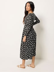 PixieGirl Petite принт с длинными рукавами плиссе платье макси - Изображение 3 5