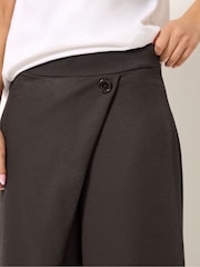 PixieGirl Petite Black Jersey Wrap Button Trousers - Image 3 of 4