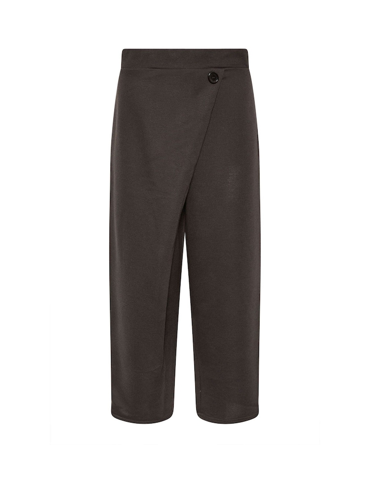 PixieGirl Petite Black Jersey Wrap Button Trousers - Image 4 of 4