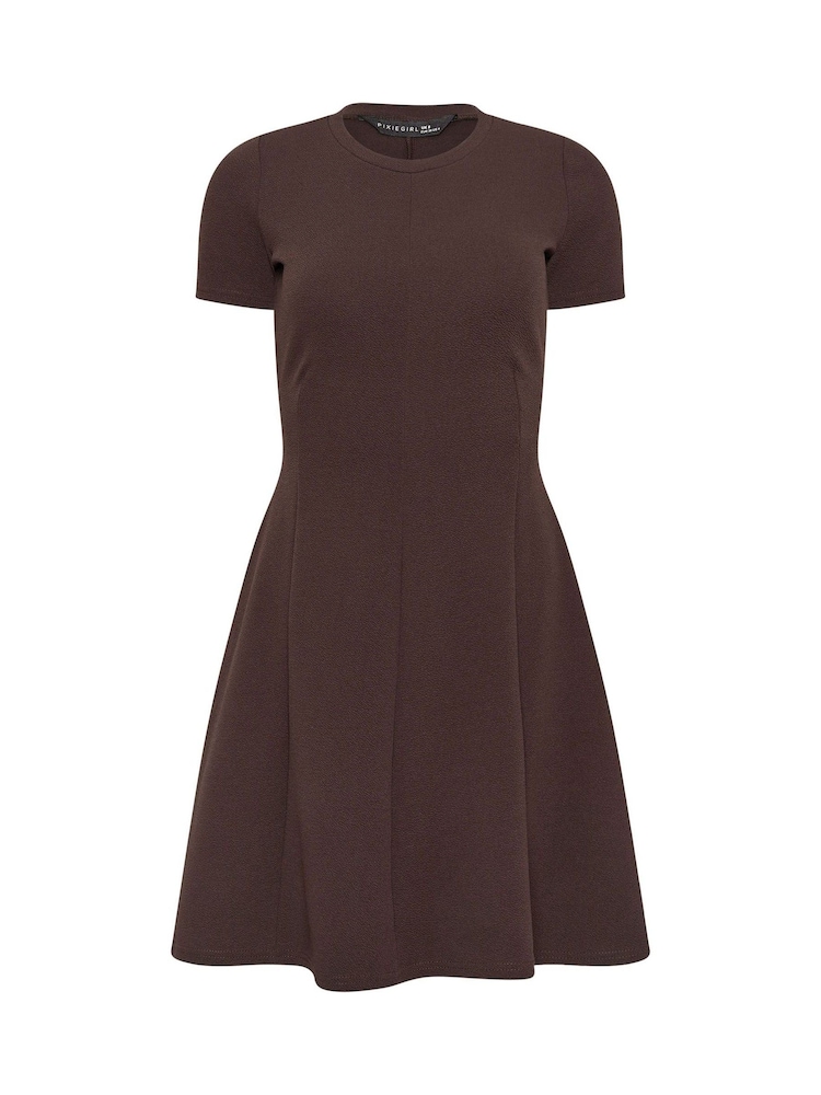 PixieGirl Petite Brown Waist Textured Dress - Image 5 of 5 PixieGirl Petite Brown Waist Textured Dress - Image 5 of 5