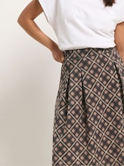 PixieGirl Petite Brown Large Check Midi Skirt - Image 4 of 5