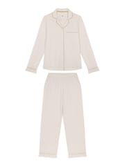 Chelsea Peers Organic Cotton Embroidered Just Married Frill Long Pyjama Set - كريم - صورة 7 من 8